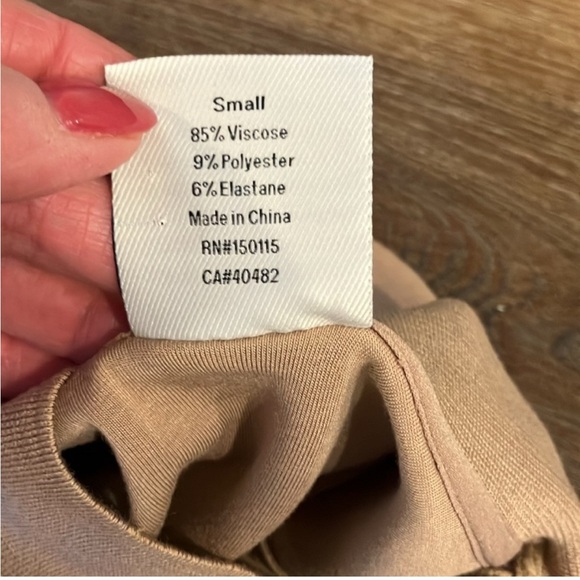 Varley Taunton Mock Neck Midi Dress Beige Sz S Cap Sleeve - Picture 7 of 7